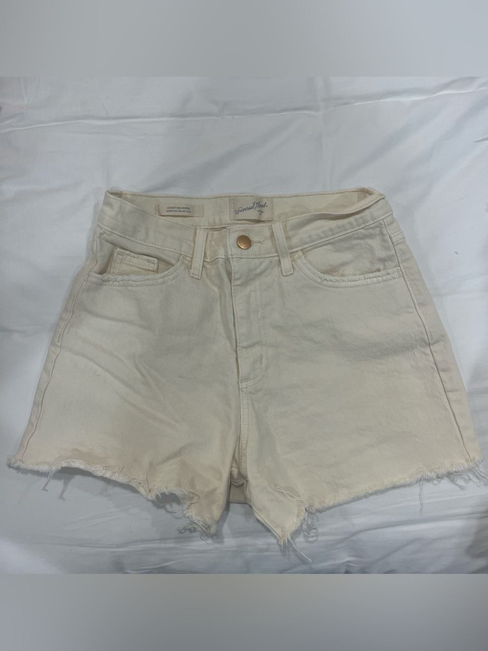 Universal Thread Cream High-Rise Denim Shorts Size 2